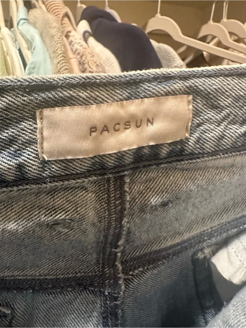 PacSun Men’s Light Blue Patchwork-Panel Relaxed Jeans